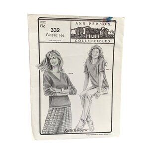 Vintage Ann Person Collectibles 332 Classic Tee Sewing Pattern Bust Sizes 30-46